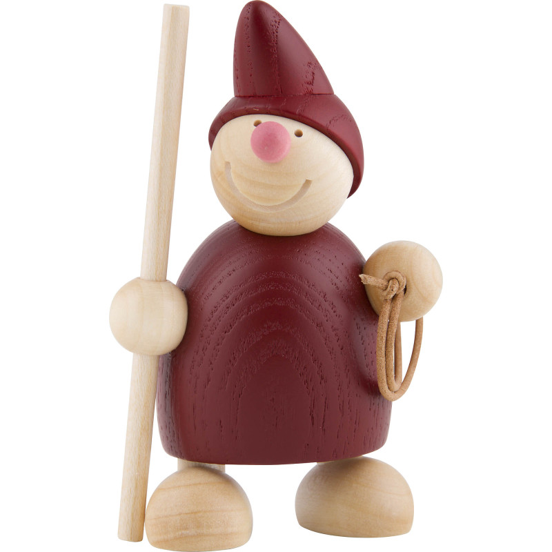 Wicht mit Stab und Lasso - rot 10 cm