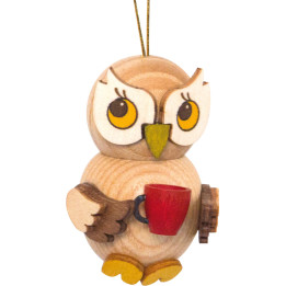 Christbaumschmuck Eulenkind mit Tasse - 4 cm