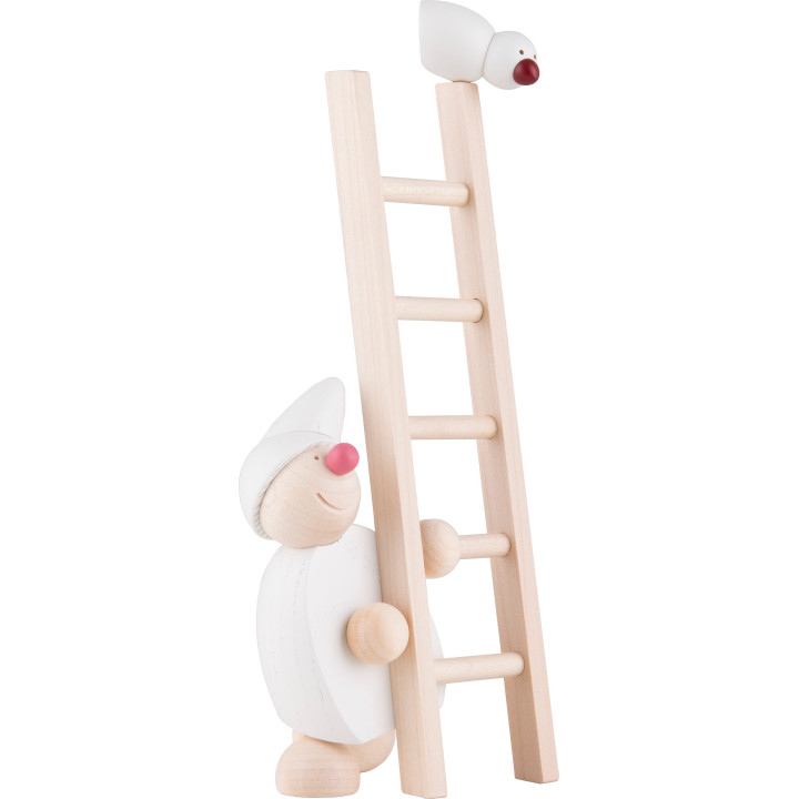 Wight with Ladder and Bird - White - 20 cm / 8 inch