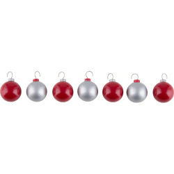 Christbaumkugeln - rot und silber - 2 cm