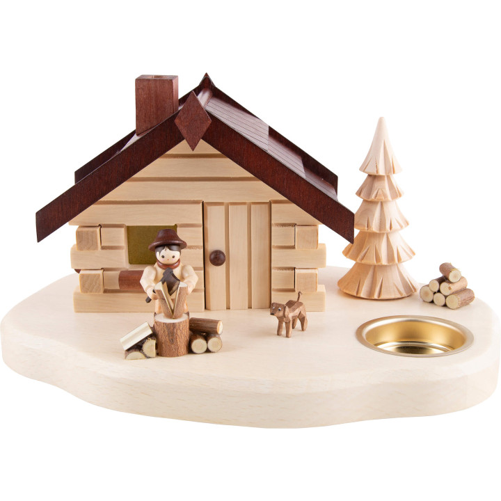 Smoking Hut with Tea Light Holder - Lumberjack - 11 cm / 4.3 inch