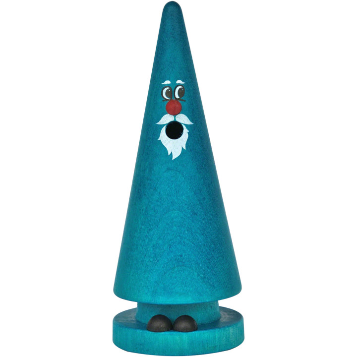 Räuchermännchen Ziegenbein "Waldi Winter" blau - 13 cm