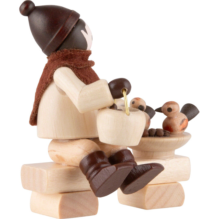 Thiel Figurine - Boy on Bench with Birds - natural - 5,5 cm / 2.2 inch