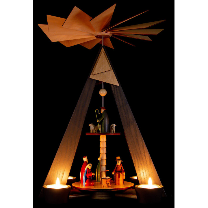 2-Tier Pyramid - Nativity - Grey - 36 cm / 14.2 inch