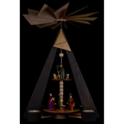 2-stöckige Pyramide Christi Geburt grau - 36 cm