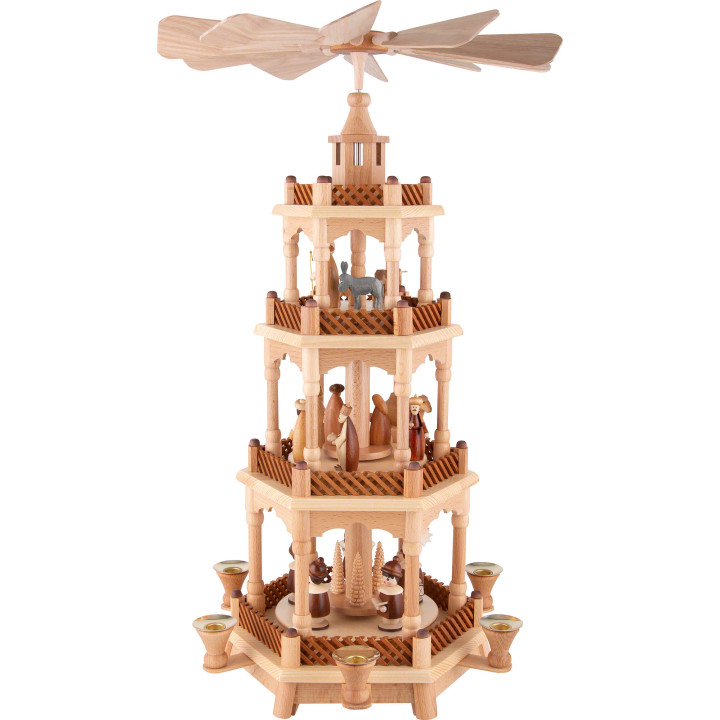 4-Tier Pyramid - Nativity Scene with Carolers - 58 cm / 22.8 inch