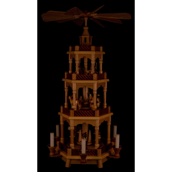 4-Tier Pyramid - Nativity Scene with Carolers - 58 cm / 22.8 inch
