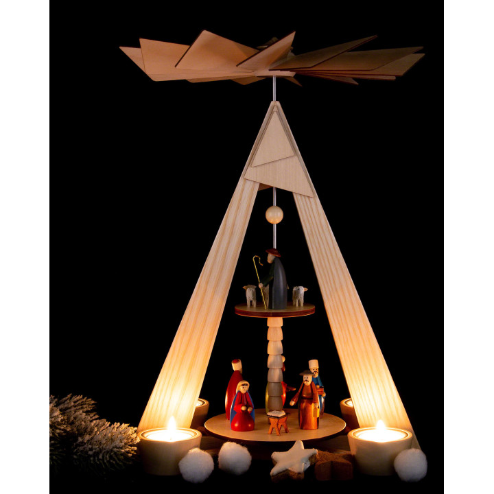 2-Tier Pyramid - Nativity Scene - 36 cm / 14.2 inch