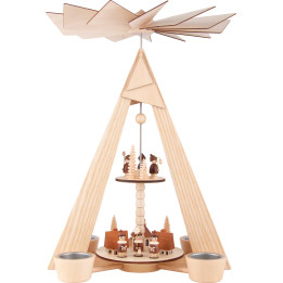 2-Tier Pyramid - Seiffen Village with Carolers - 36 cm / 14.2 inch