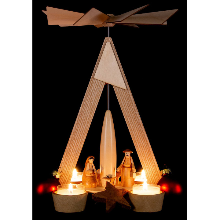 1-stöckige Pyramide Christi Geburt natur - 28 cm