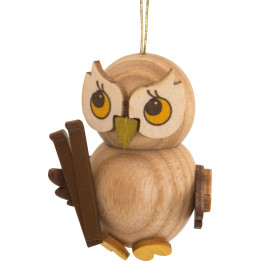 Christbaumschmuck Eulenkind mit Ski - 4 cm