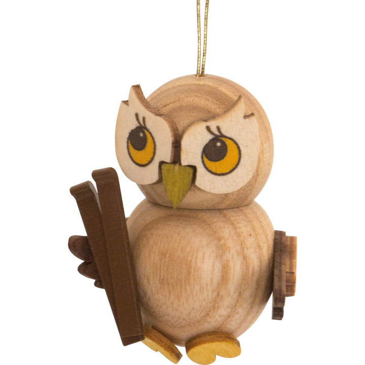 Tree Ornament - Owl Child with Ski - 4 cm / 1.6 inch