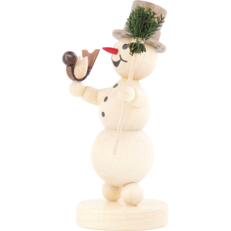 Snowman with Broom and Bird - 12 cm / 4.7 inch