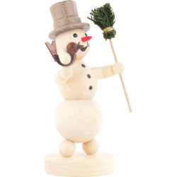Snowman with Broom and Bird - 12 cm / 4.7 inch