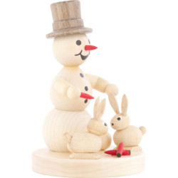 Schneemann mit Hasen - 10 cm