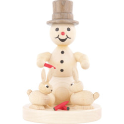 Schneemann mit Hasen - 10 cm
