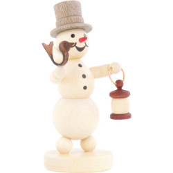 Snowman with Lantern and Bird - 12 cm / 4.7 inch