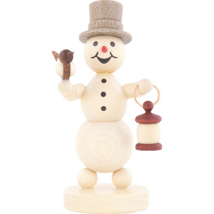 Snowman with Lantern and Bird - 12 cm / 4.7 inch