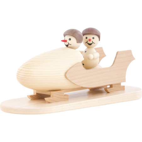 Schneemann Zweierbob mit Helm - 10 cm