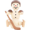 Schneemann Eishockeyspieler sitzend Helm - 8 cm