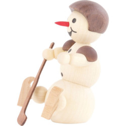 Schneemann Eishockeyspieler sitzend Helm - 8 cm