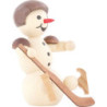 Schneemann Eishockeyspieler sitzend Helm - 8 cm