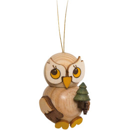 Tree Ornament - Owl Child with Tree - 4 cm / 1.6 inch