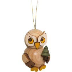 Tree Ornament - Owl Child with Tree - 4 cm / 1.6 inch
