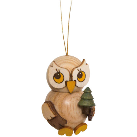 Tree Ornament - Owl Child with Tree - 4 cm / 1.6 inch