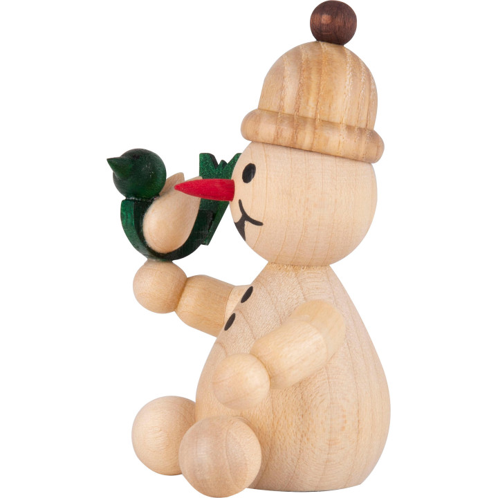 Schneemann Junior "mit Vogel" - 7 cm