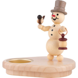 Schneemannleuchter mit Laterne - 12 cm