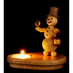 Tea Light Holder - Snowman with Lantern - 12 cm / 4.7 inch
