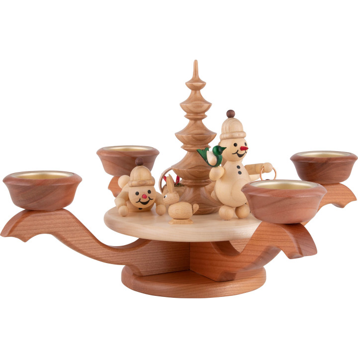 Advent Candle Holder - Snowmen - 17 cm / 6.7 inch