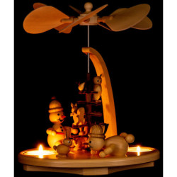 1-Tier Pyramid - Snowmen in the Forest - 22 cm / 8.7 inch