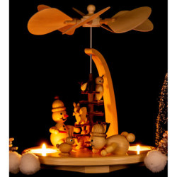 1-Tier Pyramid - Snowmen in the Forest - 22 cm / 8.7 inch