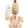 Schneemann Junior mit Schneeeule sitzend - 7 cm