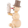 Snowman with Snowy Owl sitting - 12 cm / 4.7 inch