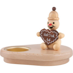 Schneemannleuchter Junior mit Lebkuchenherz - 8 cm
