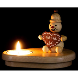 Schneemannleuchter Junior mit Lebkuchenherz - 8 cm