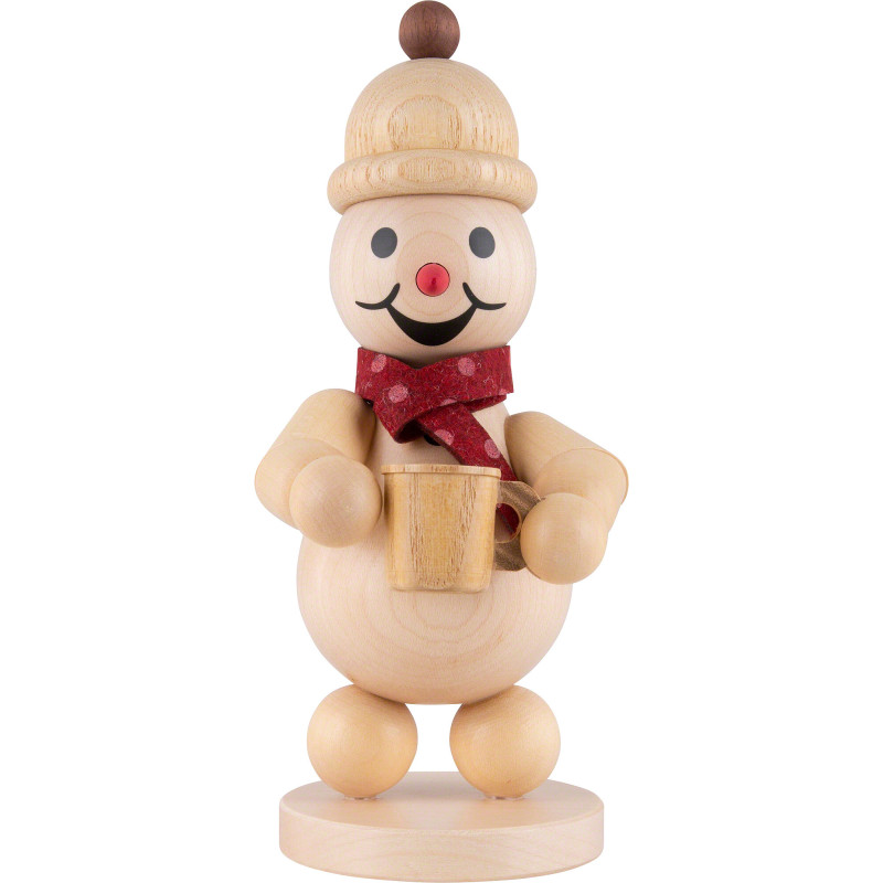 Snowman Junior with Mug and Scarf - Medium Size - 18,5 cm / 7.3 inch