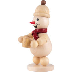 Schneemann Junior mit Tasse und Schal - Mittelgroß - 18,5 cm
