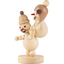 Schneemann Geschwister "Huckepack" - 12 cm