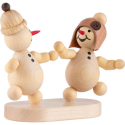 Schneemann Geschwister tanzend - 9 cm