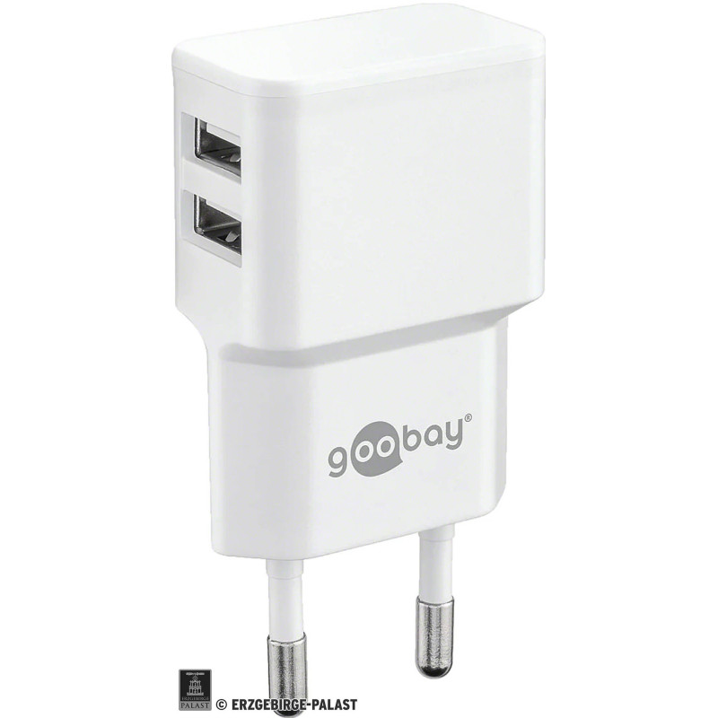 2-fach USB-Steckernetzteil 110-220V/5V - 2 cm
