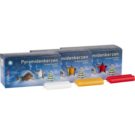 Farben des Lichts - JEKA Pyramidenkerzen im 3er-Set