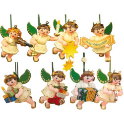 Angel Greetings in Fir Green - 8 Enchanting Hubrig Ornaments