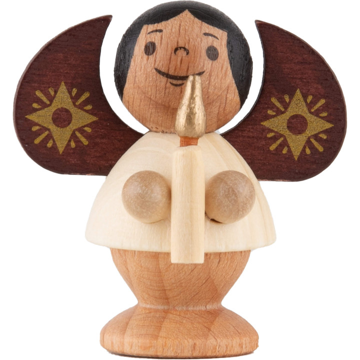 Star Angel with Candle - Natural - 4,5 cm / 1.8 inch