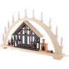Schwibbogen Weihnachtsmannhaus mit Pfefferküchlerei - 76x42,5 cm