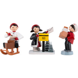 Winter Children Christmas Post - 3 pcs. - red - 7 cm / 2.8 inch