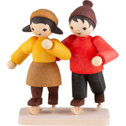 Winterkinder Schlittschuhpaar gebeizt - 7 cm